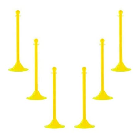 GEC Mr. Chain 2in Light Duty Stanchion, 41in H, Yellow, Pack of 6 91502-6
